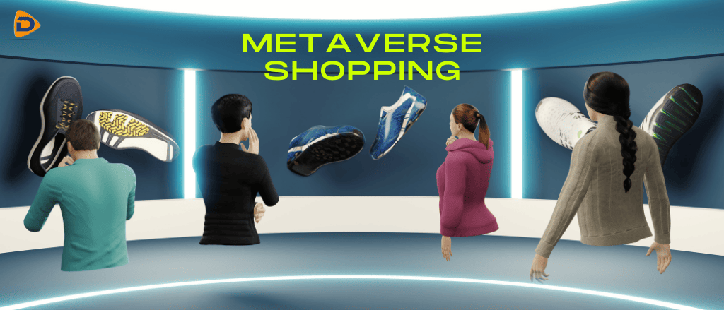the image displays the users stroll around the Metaverse Shopping mall.